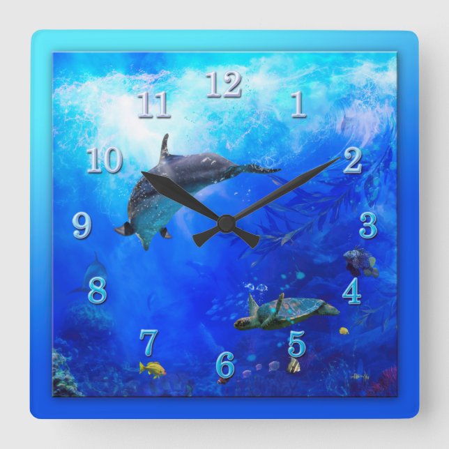 Horloge Carrée Dolphin World VENT SUR L'EAU (Recto)