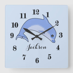 Horloge Carrée Dolphins Cutoon Kids illustre la personnalisation