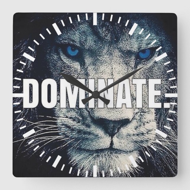 Horloge Carrée Dominer - Motivation Lion (Recto)