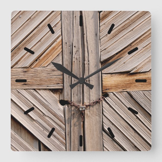 Horloge Carrée Doors de Rustic Wooden (Recto)
