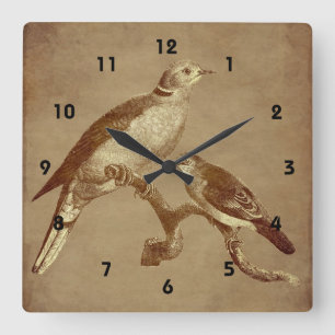 Horloge Carrée Doses Sur Une Branche D'Art Animal Vintage