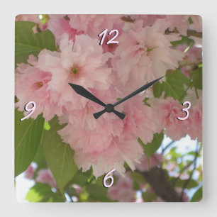 Horloge Carrée Double floraison cerisier II printemps fleuri