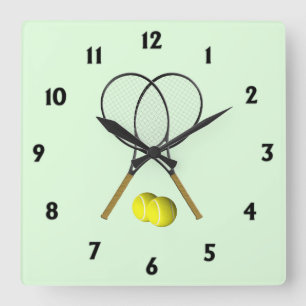 Horloge Carrée Doubles de tennis Green