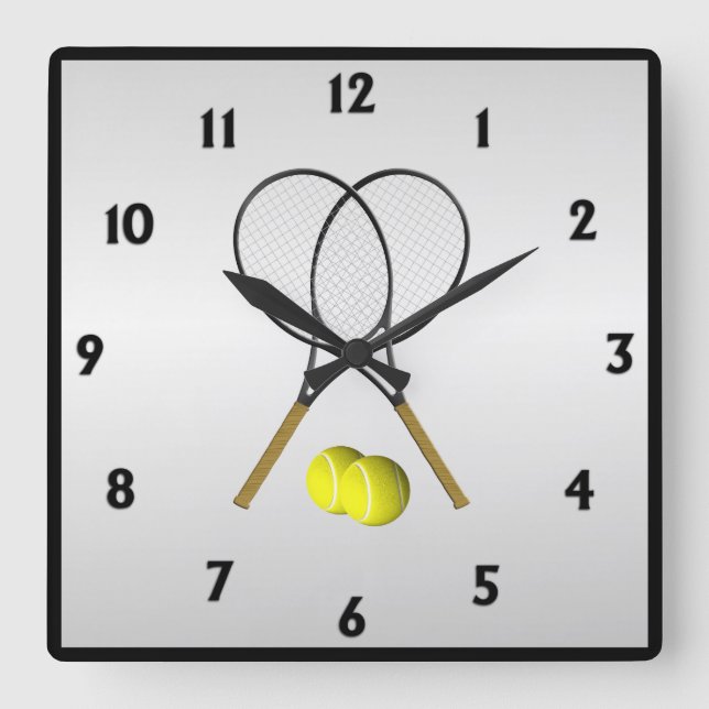 Horloge Carrée Doubles de tennis Silver (Recto)