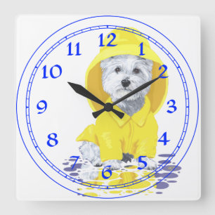 Horloge Carrée Douches de Terrier blanc de montagne occidentale