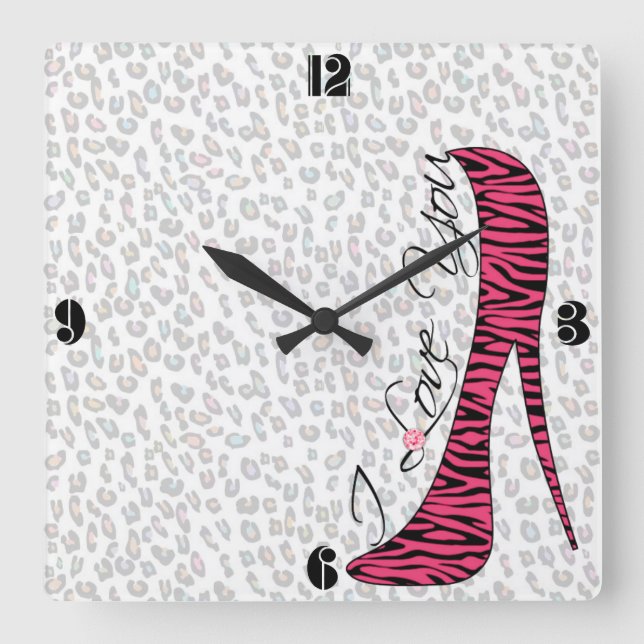 Horloge Carrée Doux talons hauts tendance fille élégant "I Love Y (Recto)