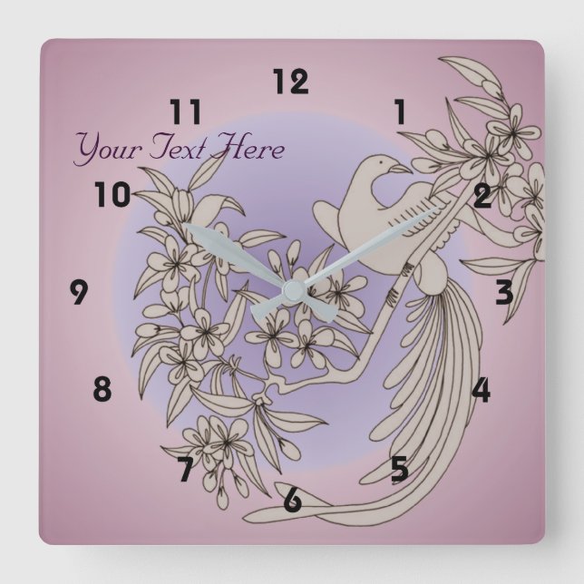 Horloge Carrée Dove On Flower Branch Animal Art (Recto)