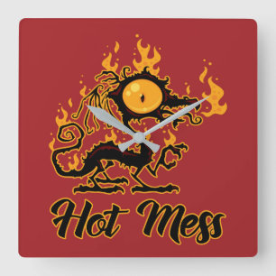 Horloge Carrée Dragon Crise Mess Hot Mess
