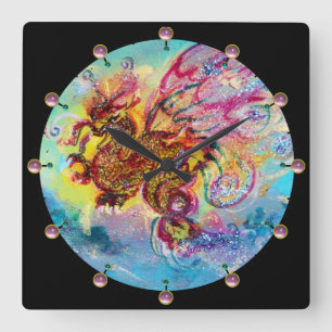 HORLOGE CARRÉE DRAGON DE MER