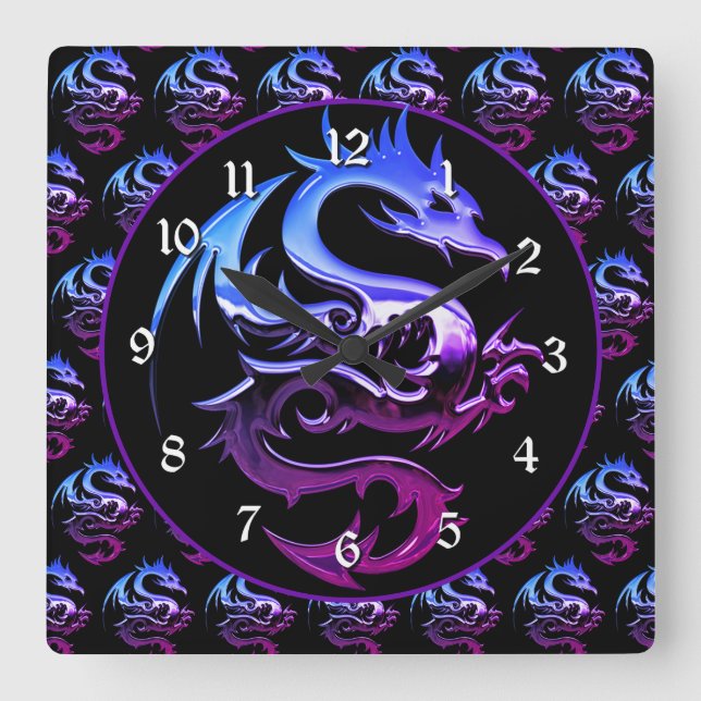 Horloge Carrée Dragon de Purple (Recto)