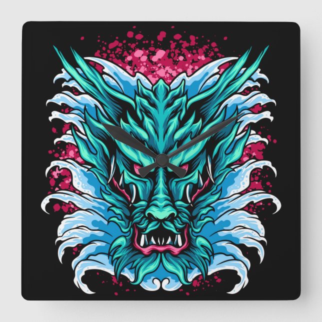 Horloge Carrée Dragon d'eau (Recto)