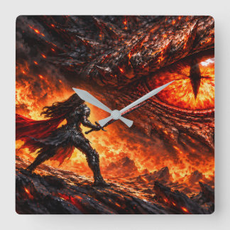 Horloge Carrée Dragon Eye et place Fantastique du Guerrier