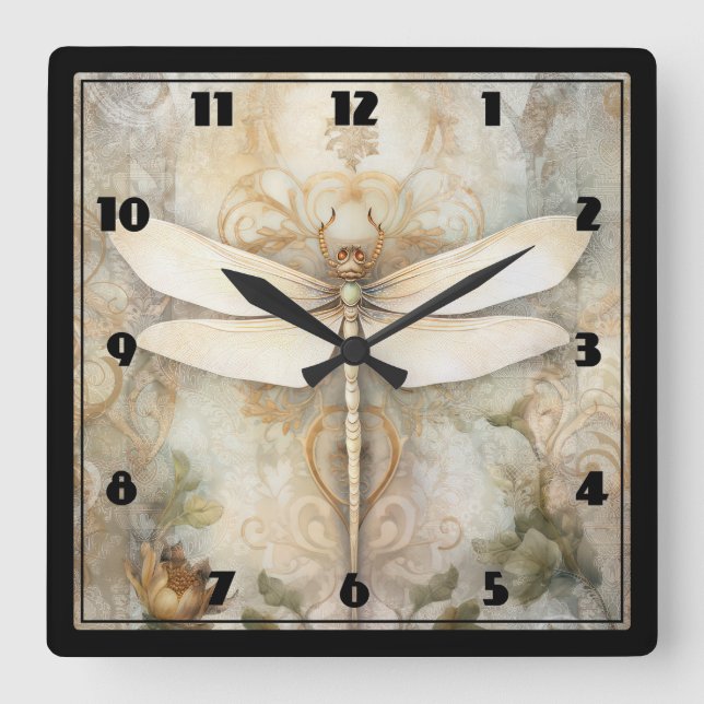 Horloge Carrée Dragonfly (Recto)