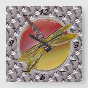 Horloge Carrée Dragonfly Birk Bark