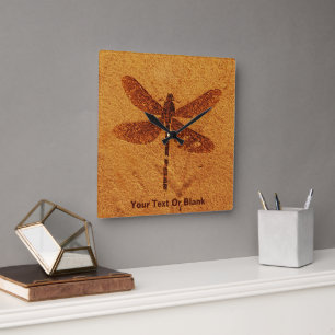 Horloge Carrée Dragonfly fossile