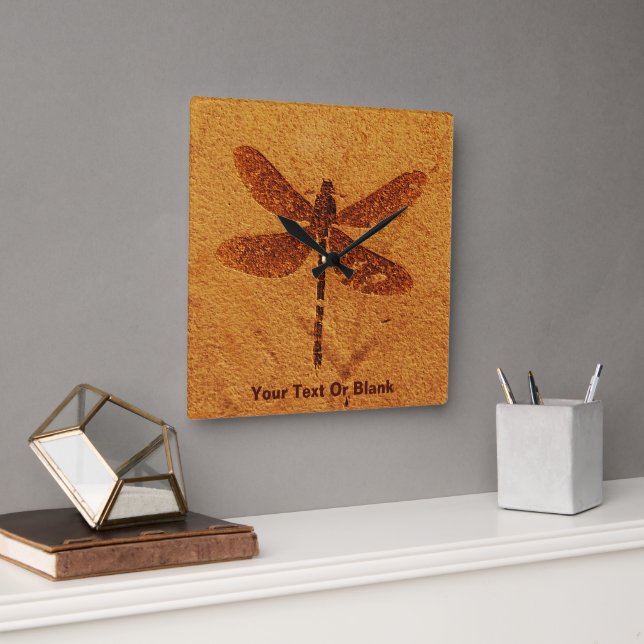 Horloge Carrée Dragonfly fossile (Bureau)