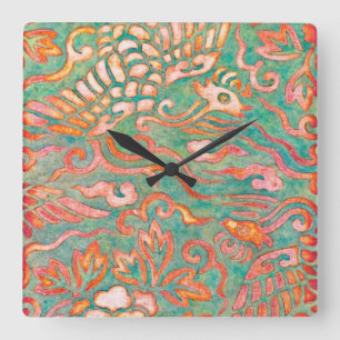 Horloge Carrée Dragons du désert du sud-ouest