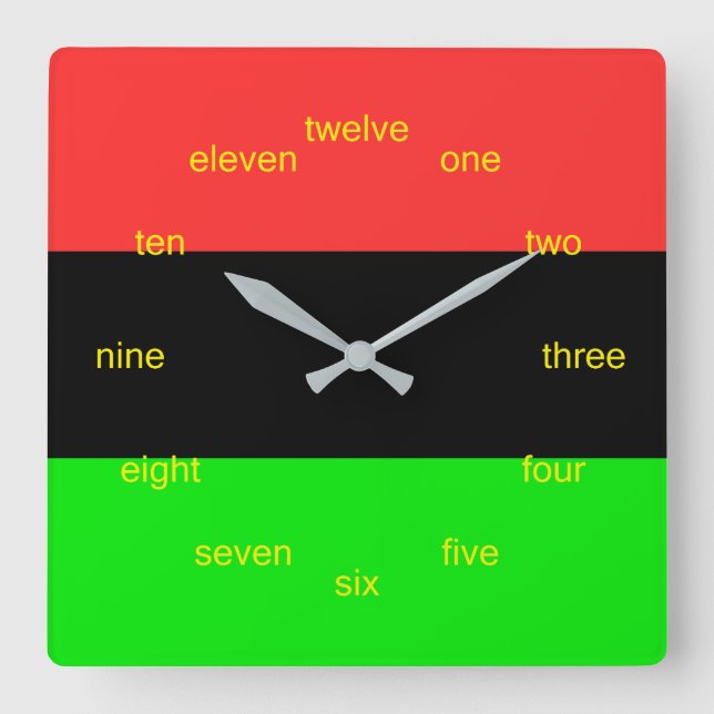 Horloge Carrée Drapeau afro-américain totalement (Recto)