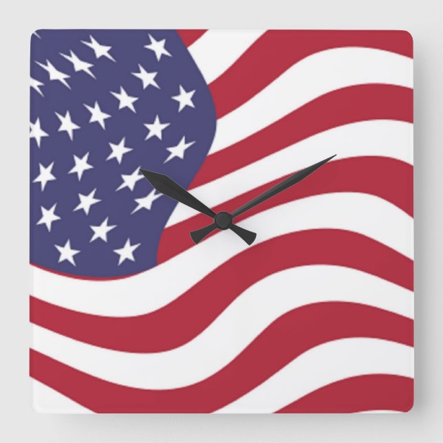 HORLOGE CARRÉE DRAPEAU AMÉRICAIN (Recto)