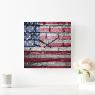 Horloge Carrée Drapeau américain