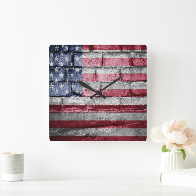 Horloge Carrée Drapeau américain (Maison)