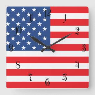Horloge Carrée Drapeau Américain