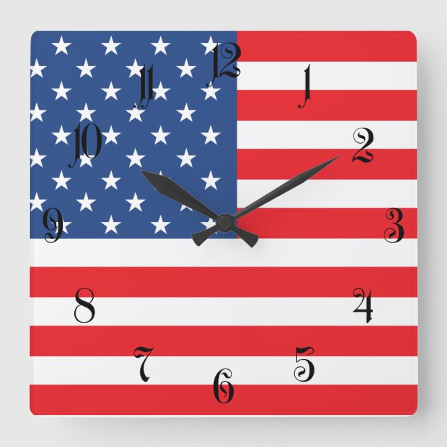 Horloge Carrée Drapeau américain (Recto)