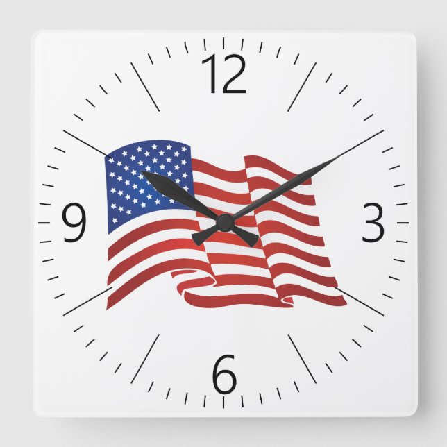 Horloge Carrée Drapeau américain (Recto)
