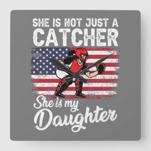 Horloge Carrée Drapeau américain de base-ball Sports