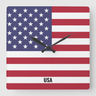 Horloge Carrée Drapeau américain éblouissant patriotique