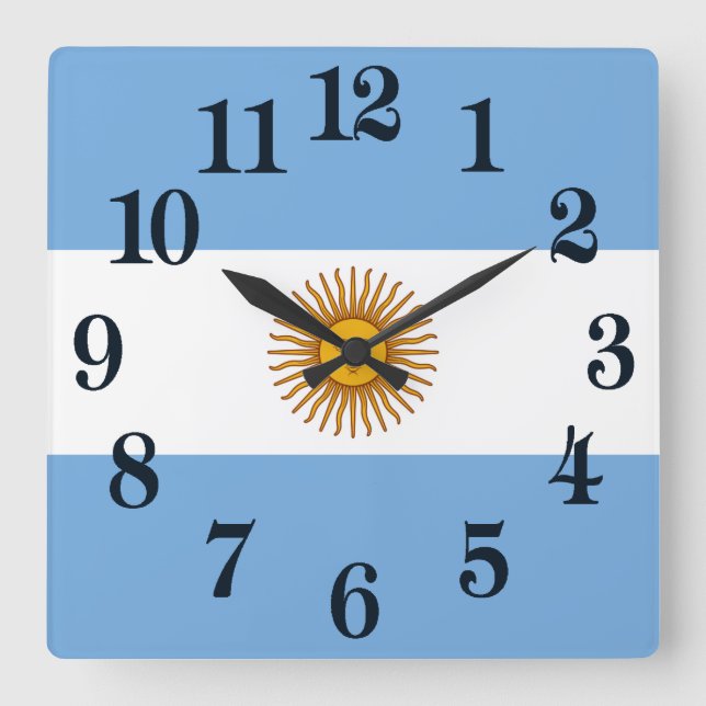 Horloge Carrée Drapeau argentin Bandera De Argentina (Recto)