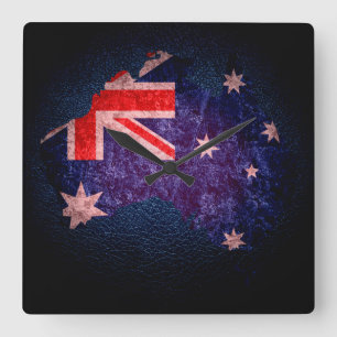 Horloge Carrée Drapeau australien et carte #2