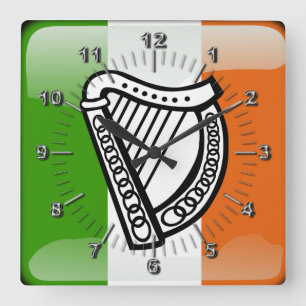 Horloge Carrée Drapeau brillant irlandais