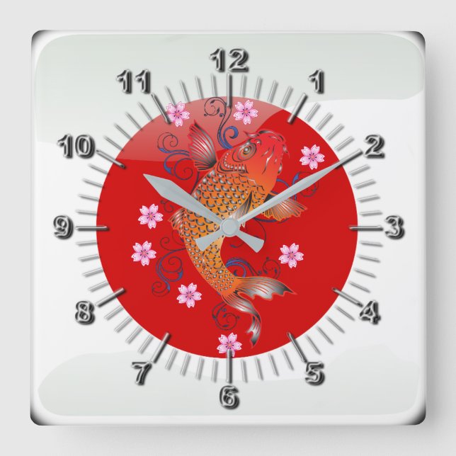 Horloge Carrée Drapeau brillant japonais (Recto)