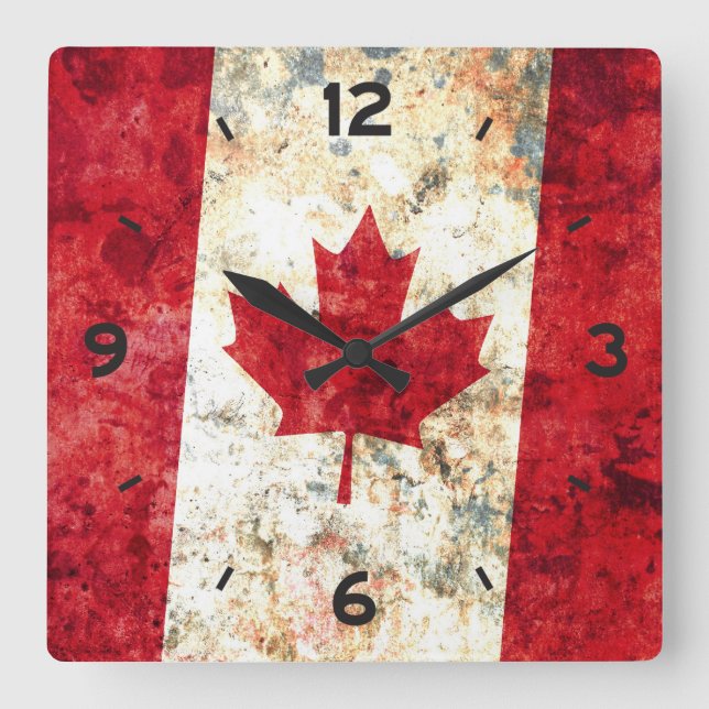 Horloge Carrée Drapeau canadien (Recto)