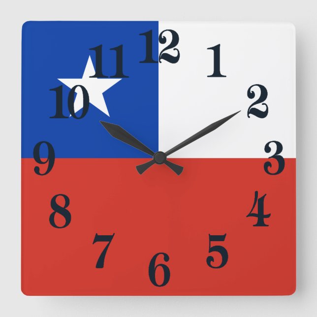 Horloge Carrée Drapeau chilien patriotique (Recto)