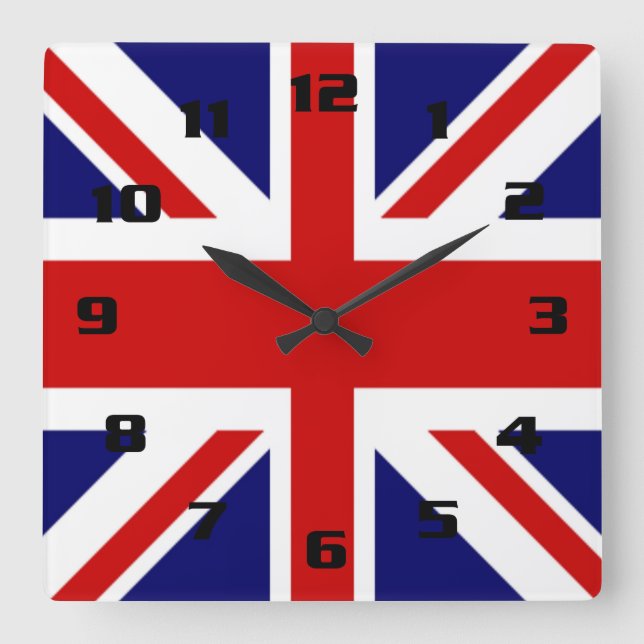 Horloge Carrée Drapeau classique du Royaume-Uni The Union Jack (Recto)