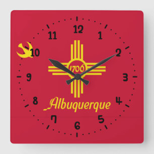 Horloge Carrée Drapeau d'Albuquerque, Nouveau-Mexique Carré Horlo