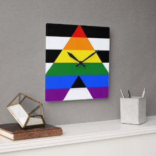 Horloge Carrée Drapeau d'allié straight de SlipperyJoe lisse arc-