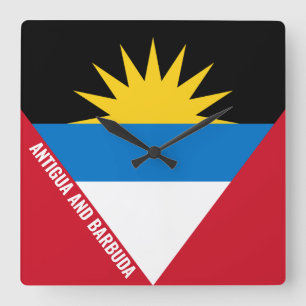 Horloge Carrée Drapeau d'Antigua-et-Barbuda Éblouissant Patriotiq