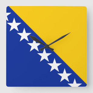 Horloge Carrée Drapeau de Bosnie-Herzégovine