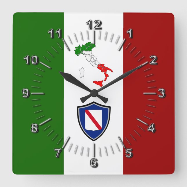 Horloge Carrée Drapeau de Campanie (Italie) (Recto)