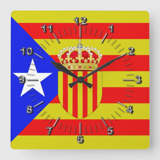 Horloge Carrée Drapeau de Catalogne (Recto)