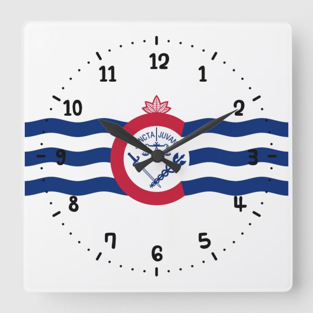 Horloge Carrée Drapeau de Cincinnati, Ohio Square Wall Clock (Recto)