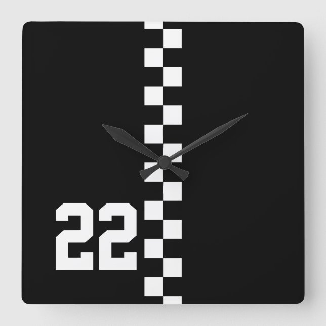 Horloge Carrée Drapeau De Course Personnalisé Noir Et Blanc (Recto)