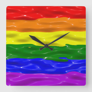 Horloge Carrée Drapeau de fierté de SlipperyJoe's vernis liquide