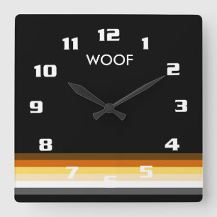 Horloge Carrée Drapeau de fierté Gay Bear Moderne et Cool WOOF