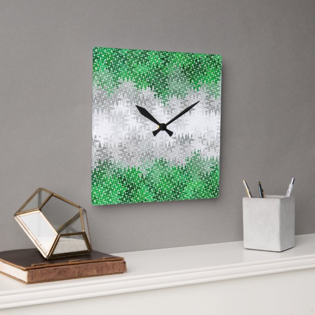 Horloge Carrée Drapeau de fierté grisromantique abstrait ondulé t (Bureau)