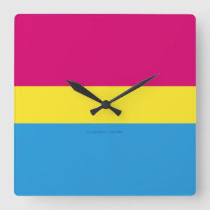 Horloge Carrée Drapeau de fierté pansexuelle SlipperyJoe rose amb
