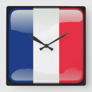 Horloge Carrée Drapeau de France